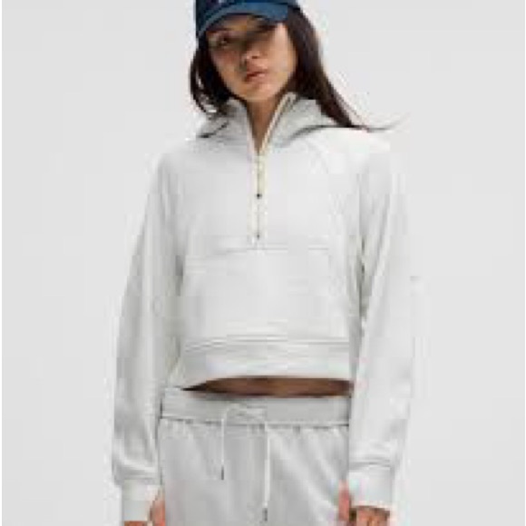 lululemon athletica Tops - Lululemon Athletica White Half-Zip Hoodie Sweatshirt